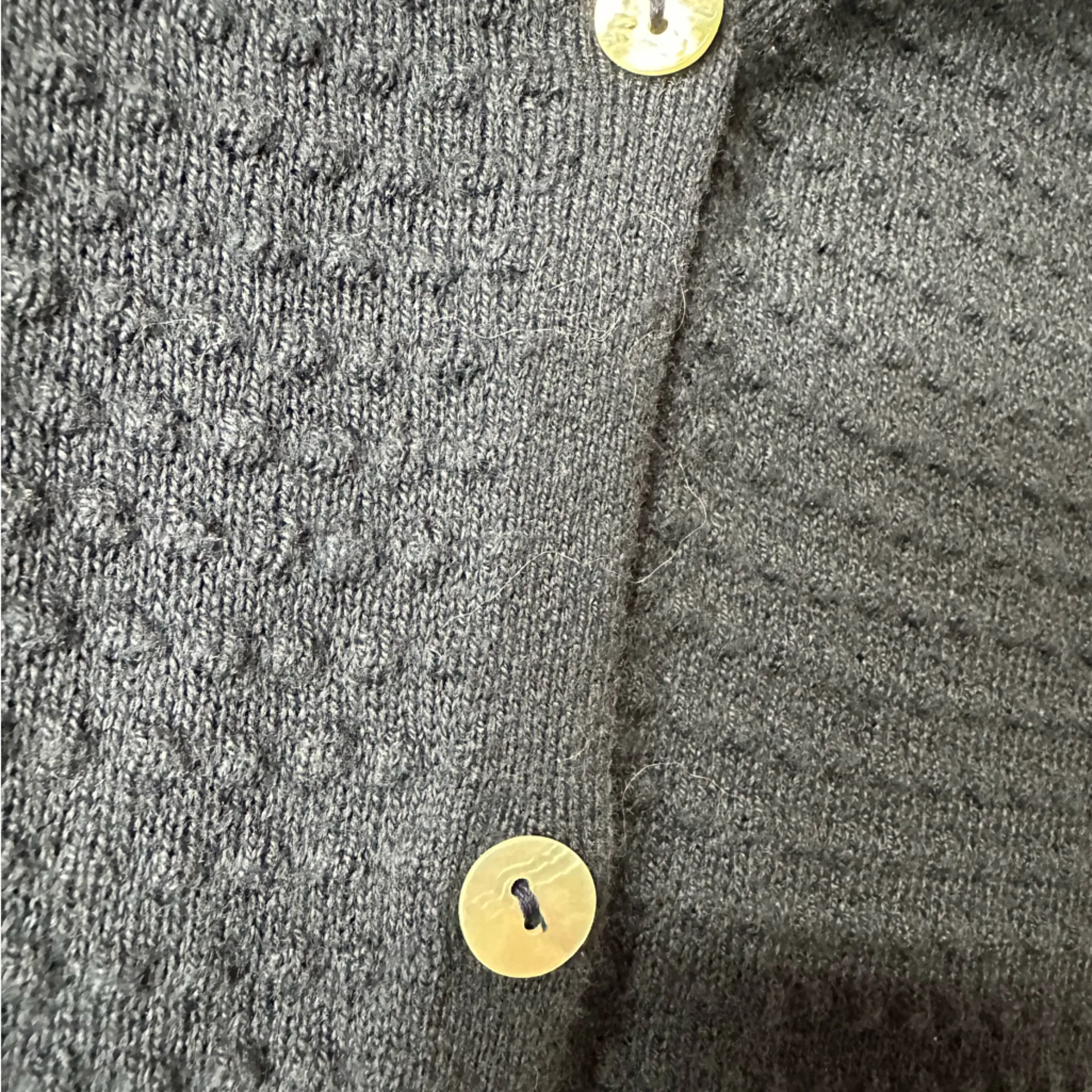 Draper James RSVP Navy Textured Cardigan Mother of Pearl Buttons‎ Women's Size L - Image 7