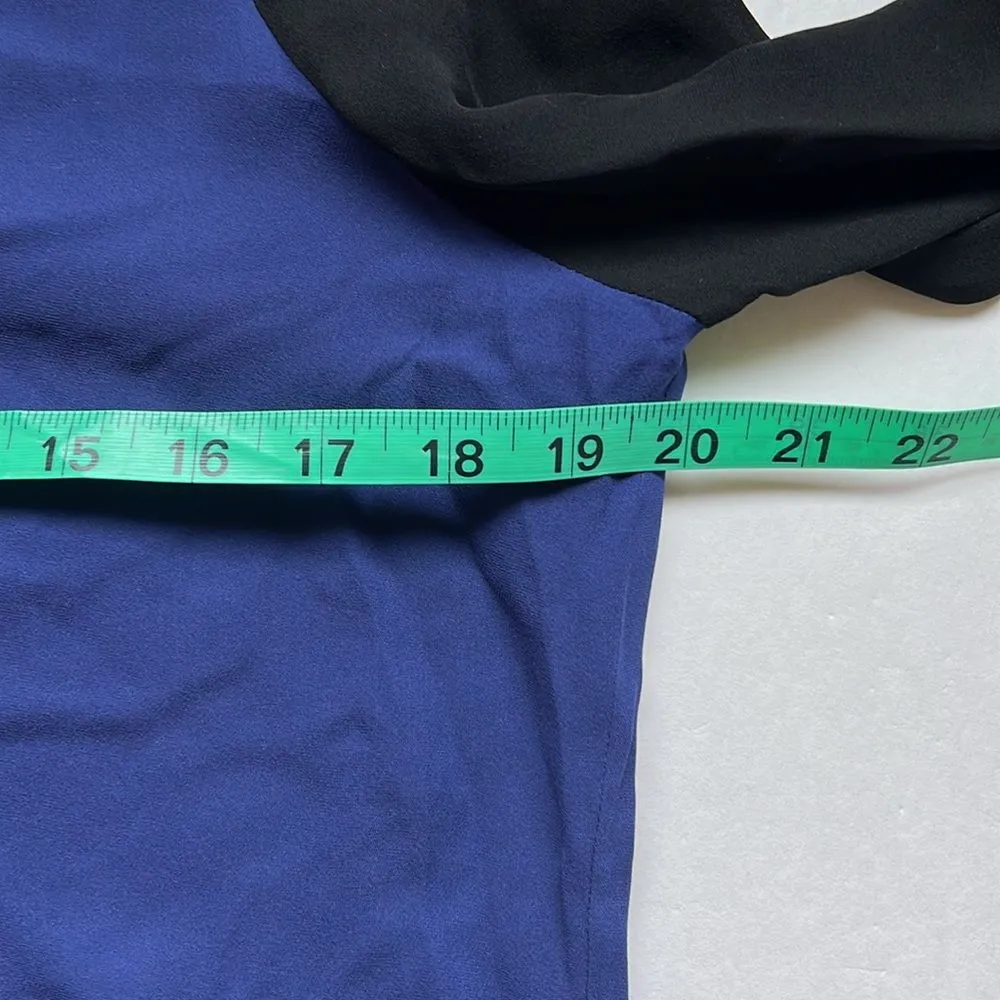 Parker Mesh Inset Top Silk Blue Black Size Medium NWT - Image 5