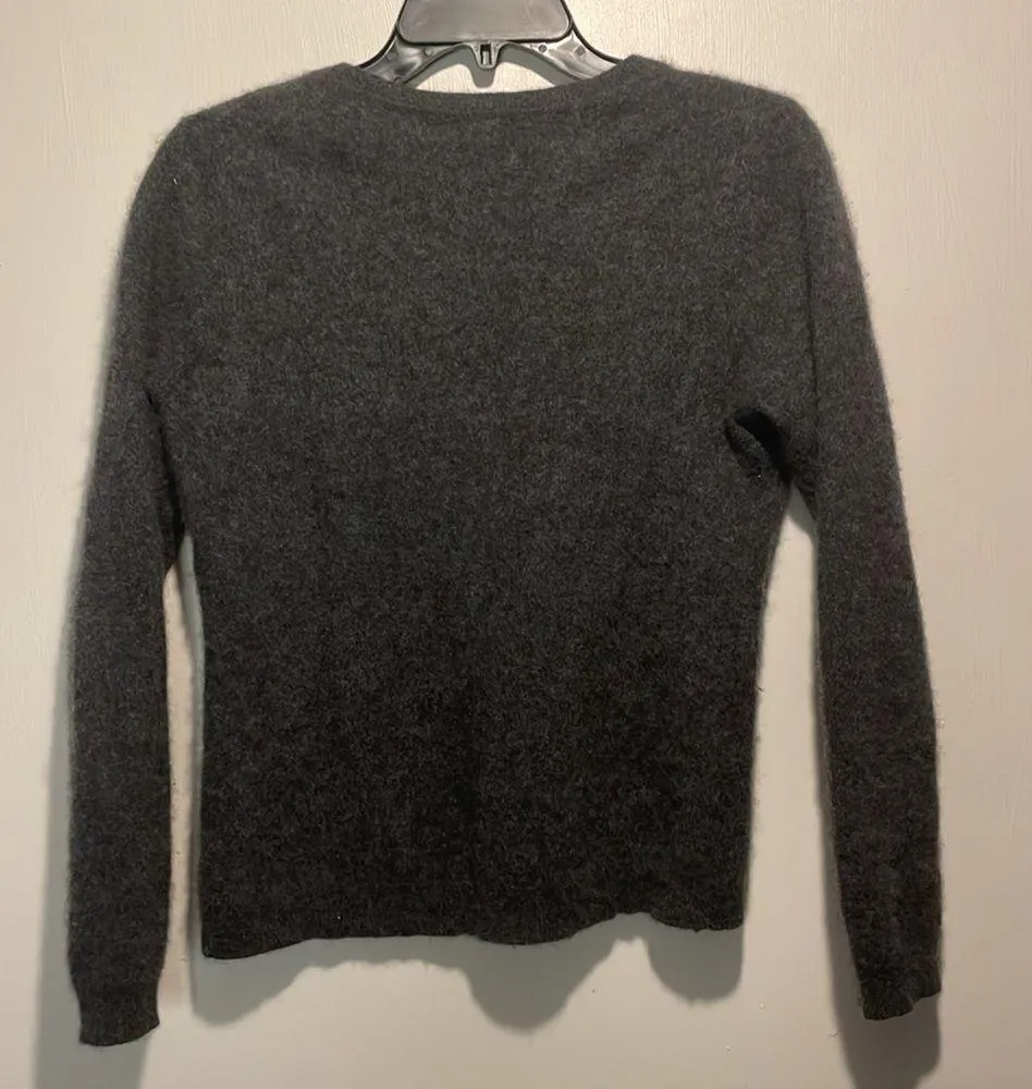 Charter Club- 100% Cashmere Luxury Grey V Neck Long Sleeved Sweater- Size L - Image 2
