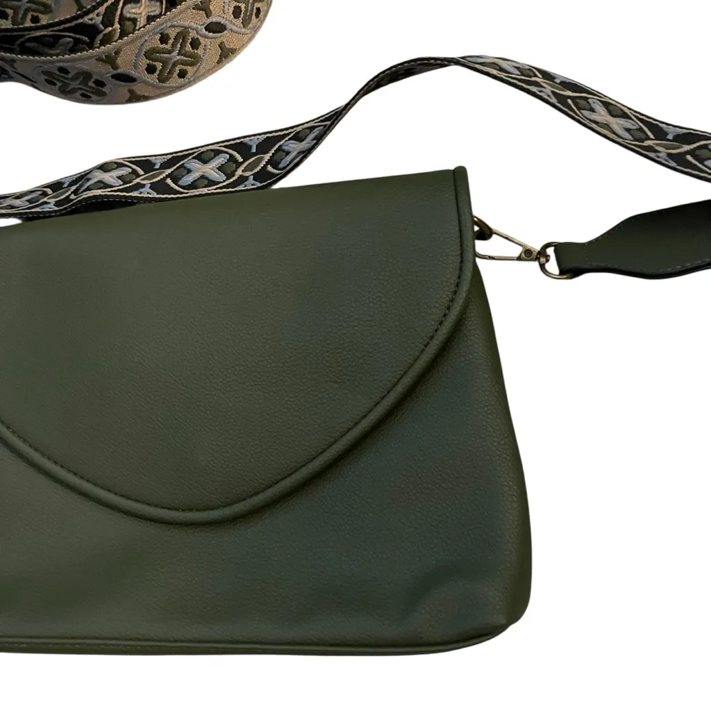 Simply Noelle Olive Green Crossbody with Decorative Adjustable Strap - Image 4