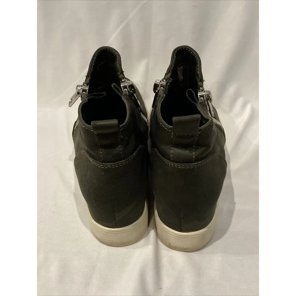 Steve Madden Boots Womens 6 Wedgie Camo Ankle Green Booties Zippers Wedge - Image 4