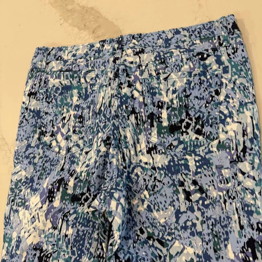 Nine West Chrystie Capri Pants Women's 16 Multicolor Blue Mid Rise Soft Twill - Image 6