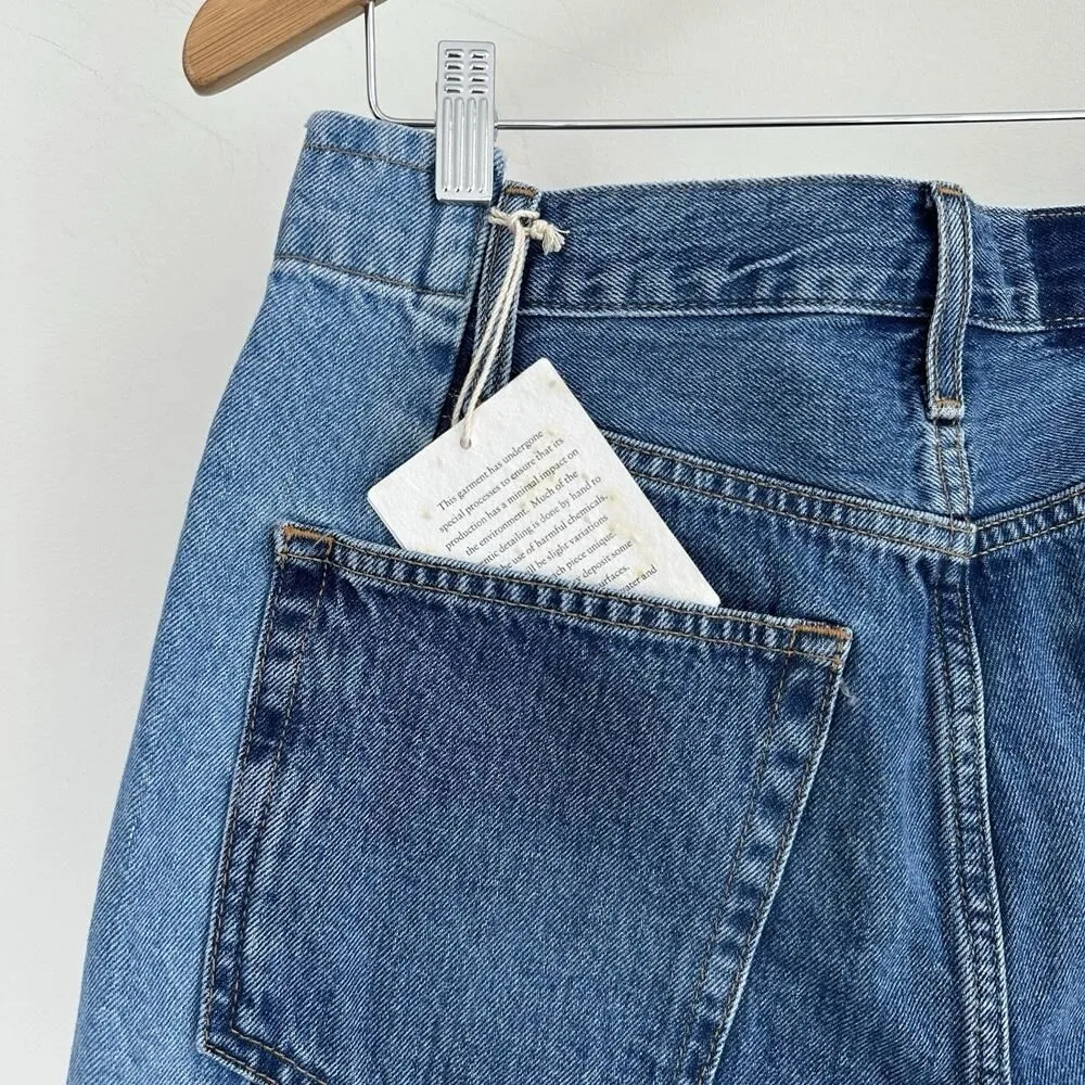 ETICA Shorts Womens 27 Jean Denim Cutoffs Two Tone Festival Boho Organic Ethical Blue - Image 9