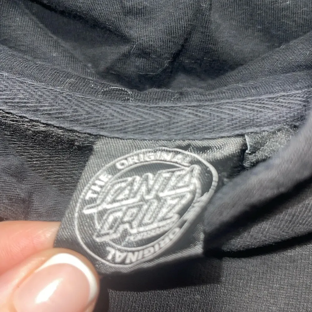 Women's Santa Cruz Skateboard Hoodie Pullover Sweatshirt Black Blue - Size Small - Image 5