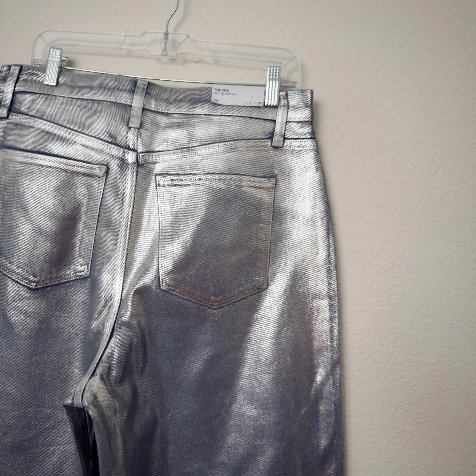 [Anthropologie] Joe's Jeans Mia Silver Foil High Rise Wide Leg Jeans NWT Size 33 - Image 9