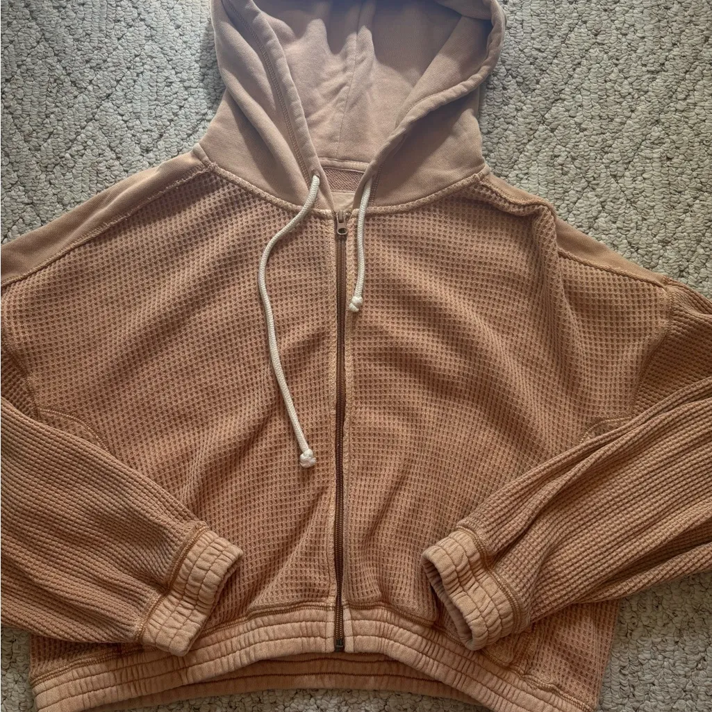 Aerie Tan Waffle Knit Jacket - Image 2