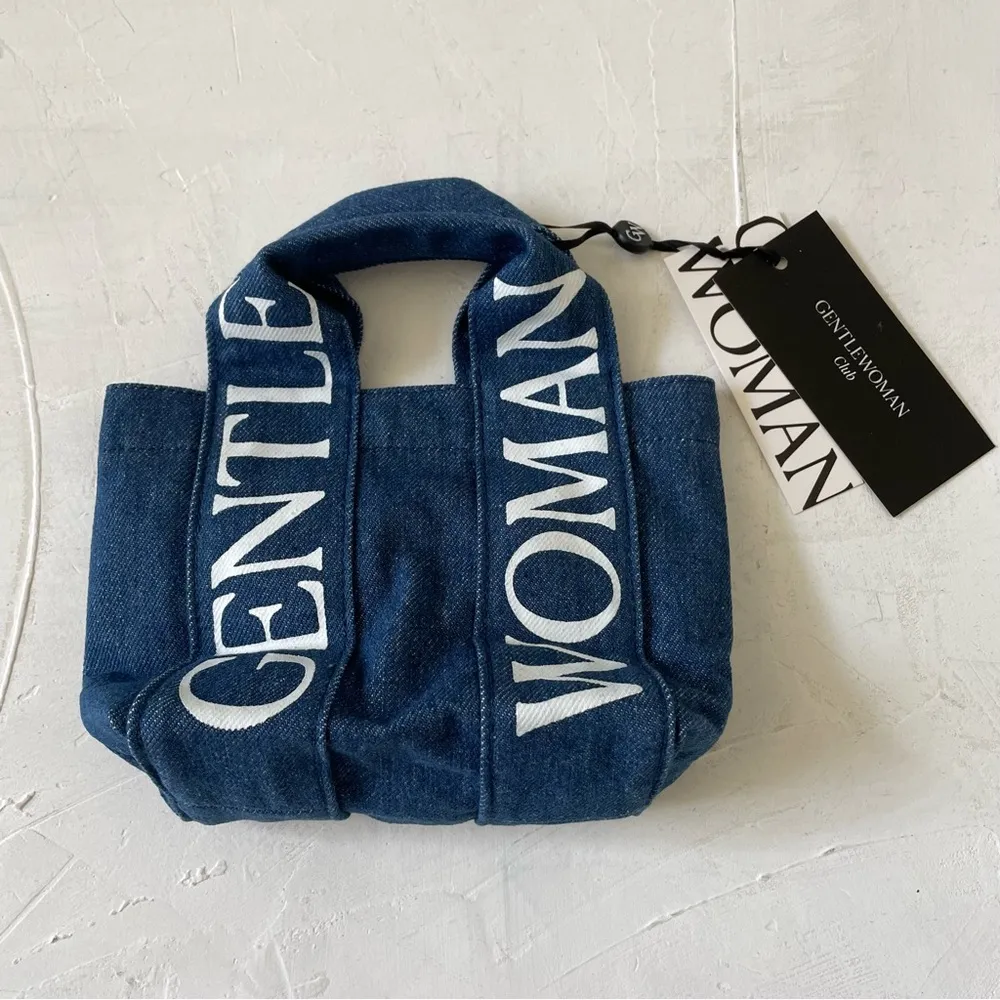 GENTLEWOMAN LOGO STRAP MICRO TOTE Navy Blue Denim Crossbody BAG - Image 4