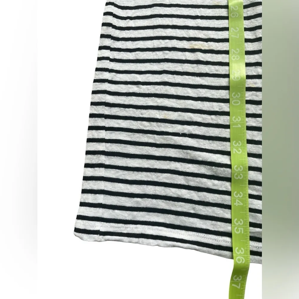Eileen Fisher Black and White Horizontal Stripe Linen Shirtdress Size Small - Image 6