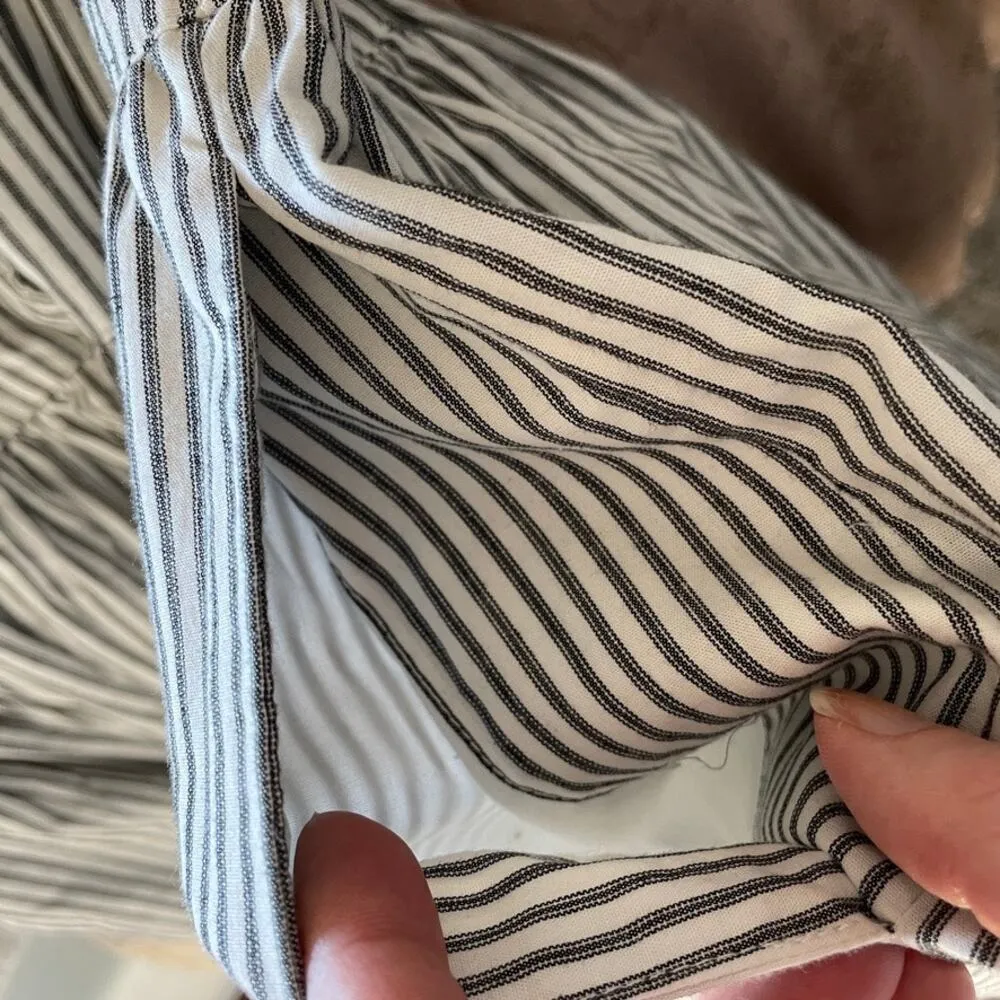 Norma Kamali Cotton Striped Shirt Dress Pleated Skirt - Image 11