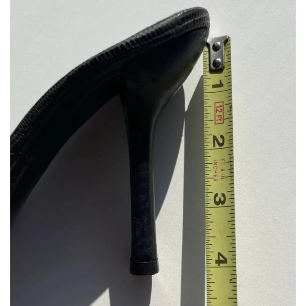 Bebe Women’s Sz 5 Black Crocodile Leather Platform Stiletto Heels Made in Spain - Image 12