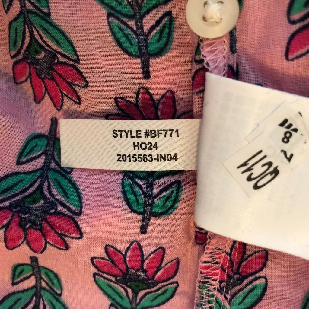 J Crew Cover-Up Shirt-Dress Lightweight Cotton Floral Pink XS - Image 6