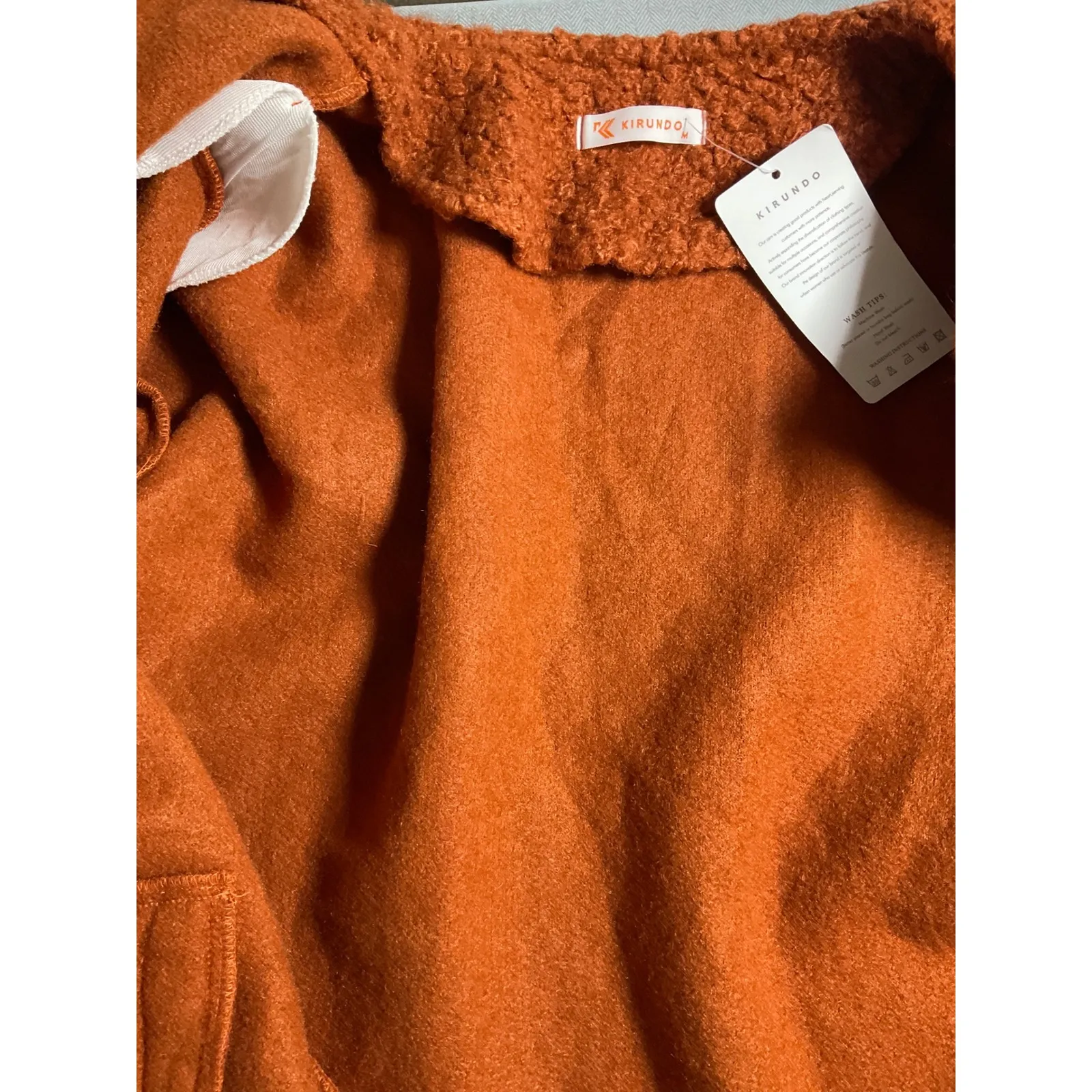 Kirundo Women's Brown Fuzzy Teddy Bear Open‎ Front Cardigan Jacket Size M - Image 4