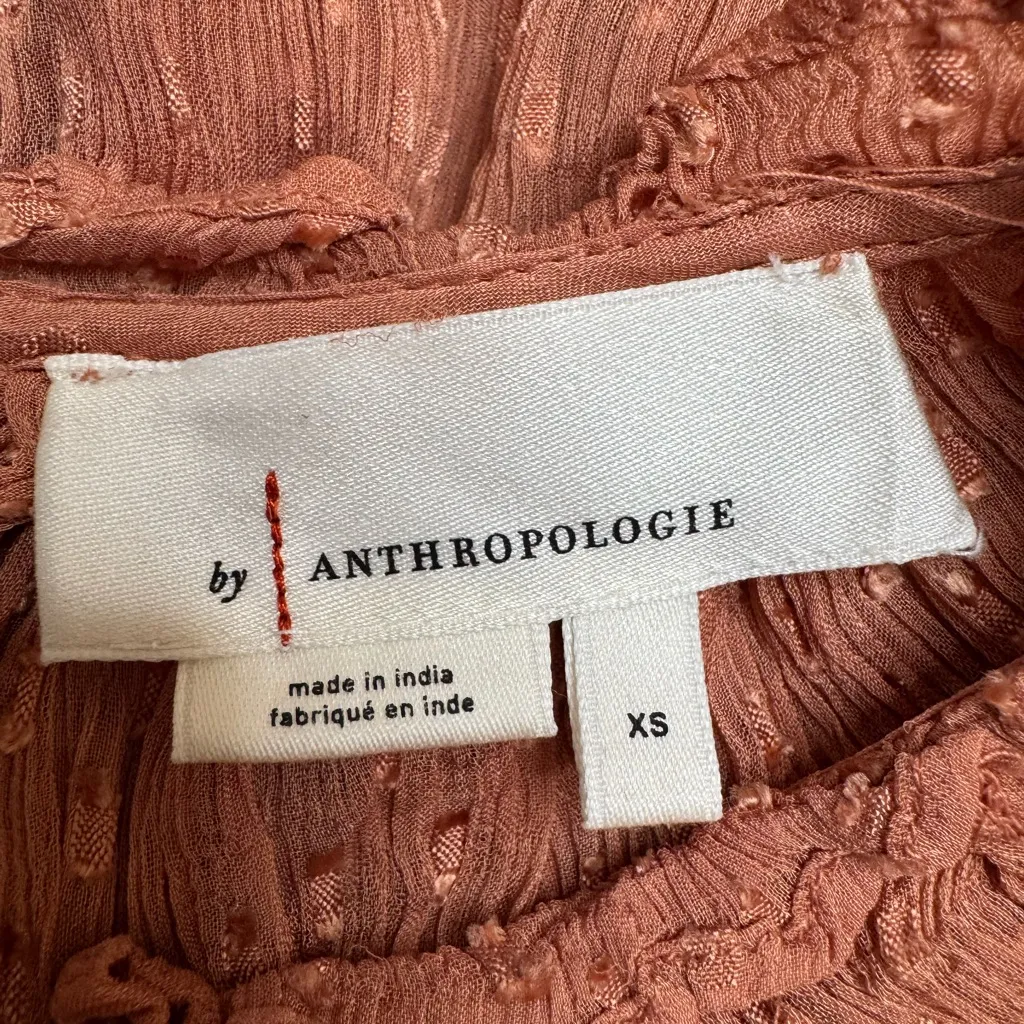 By Anthropologie Dalia Ruffle Smocked Long Sleeve Mini Dress Pink Rose size XS - Image 9