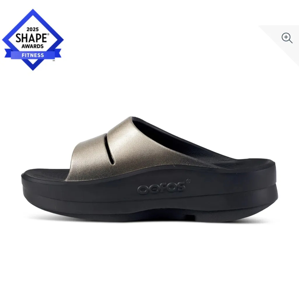 Oofos "Oomega Ooahh" Latte Luxe Sandal/Slide. EU41 U.S. Size 10 Beautiful. Black - Image 2