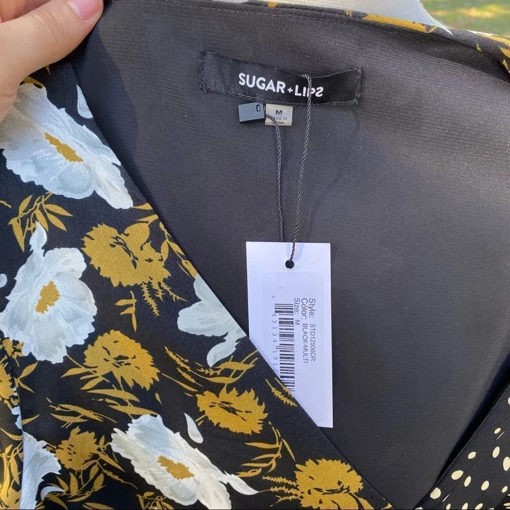 Sugar Lips Floral Polka Dot Mix Print Dress - Image 7