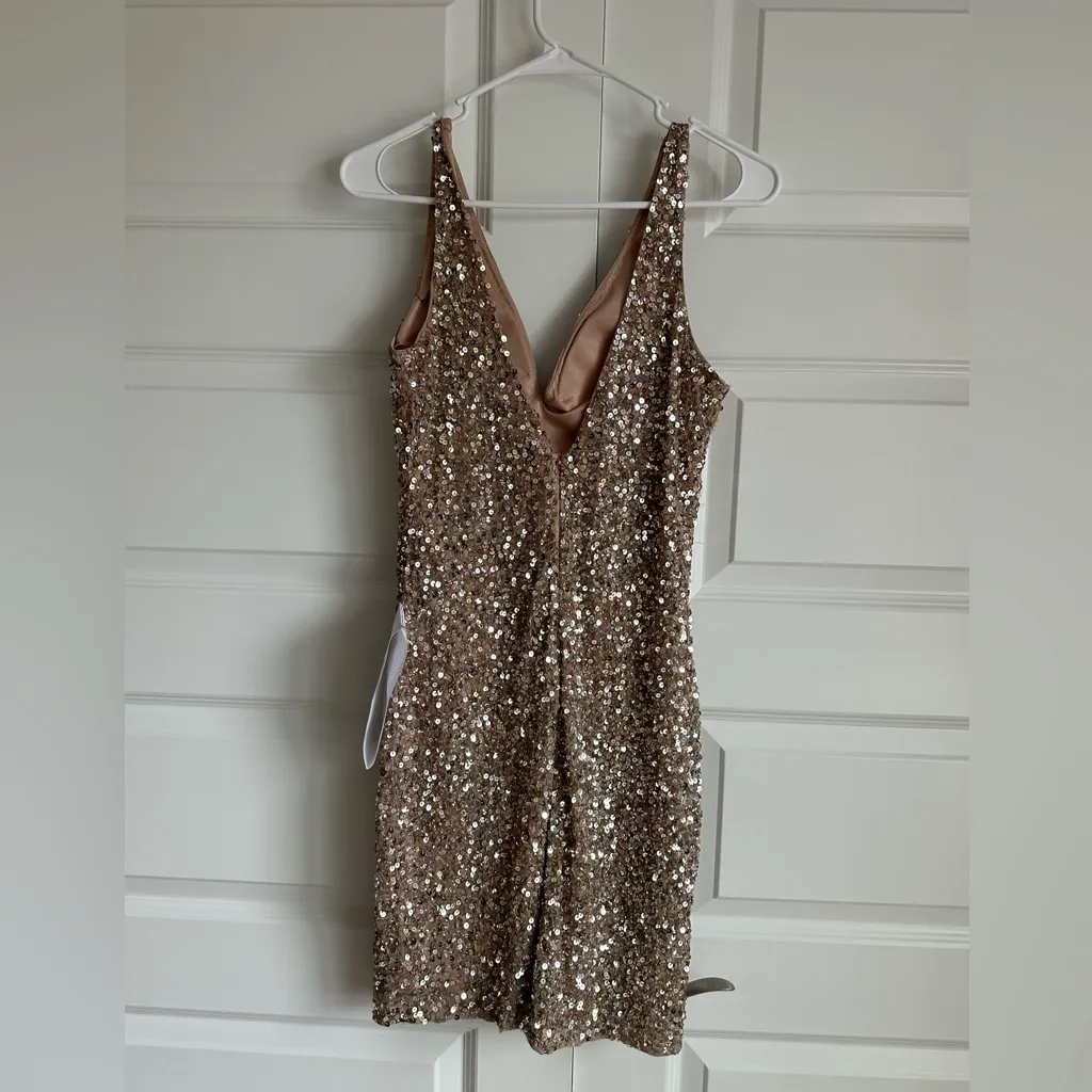 Mac Duggal Sequin Mini‎ Sleeveless Cocktail Dress in Gold- NWT - Image 10