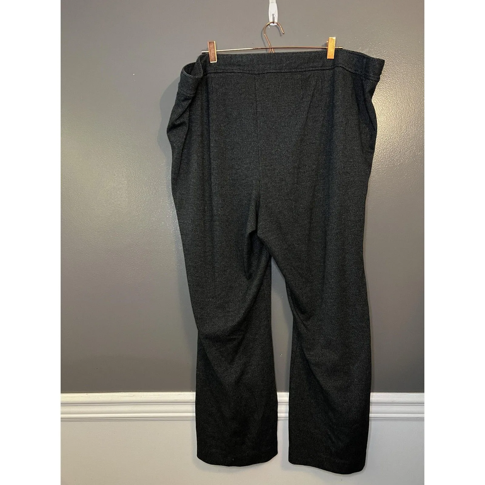 Lane Bryant Pants Womens 26/28 Gray Herringbone Pull On Wide Leg Career - Image 3
