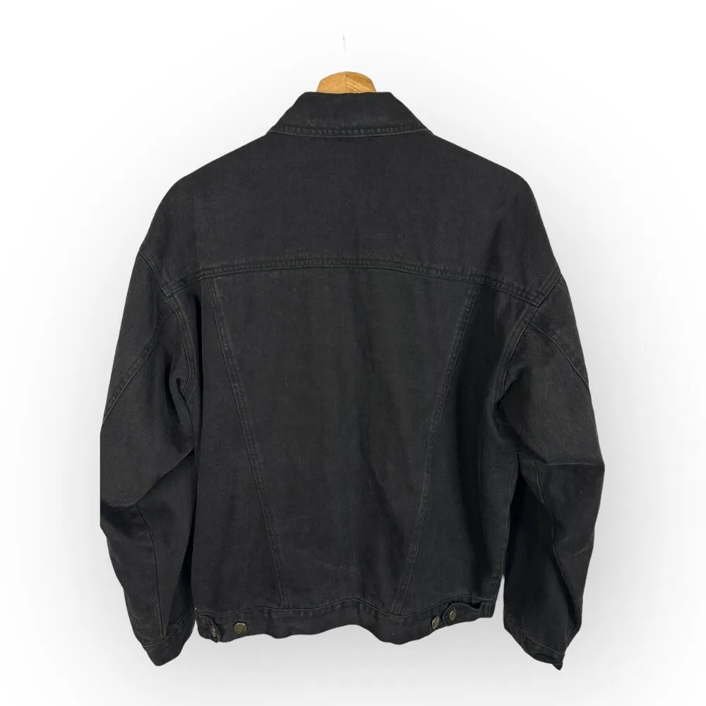 Carole Little Sport Women 4 Embroidered Beaded Oversized Denim Jacket Boho Artsy - Image 2