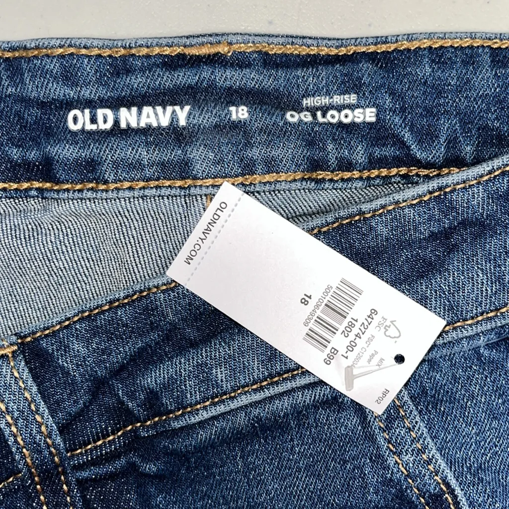 Old Navy NWT Size 18 Blue Denim High-Rise OG Loose Jeans - Image 3
