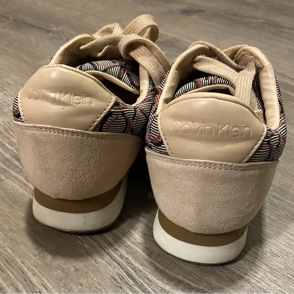 Calvin Klein Mono Jacquard Suede Sneakers | Designer Logo Kicks | Women’s 8 - Image 5