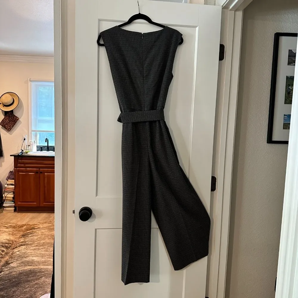 CLUB MONACO Tweed Cap Sleeve Notch Neck Wide Leg Jumpsuit - size 10 - Image 3