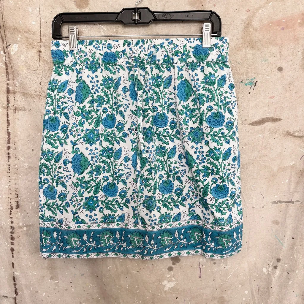 SZ Blockprints for J Crew Drawstring Skirt Green Size M - Image 3