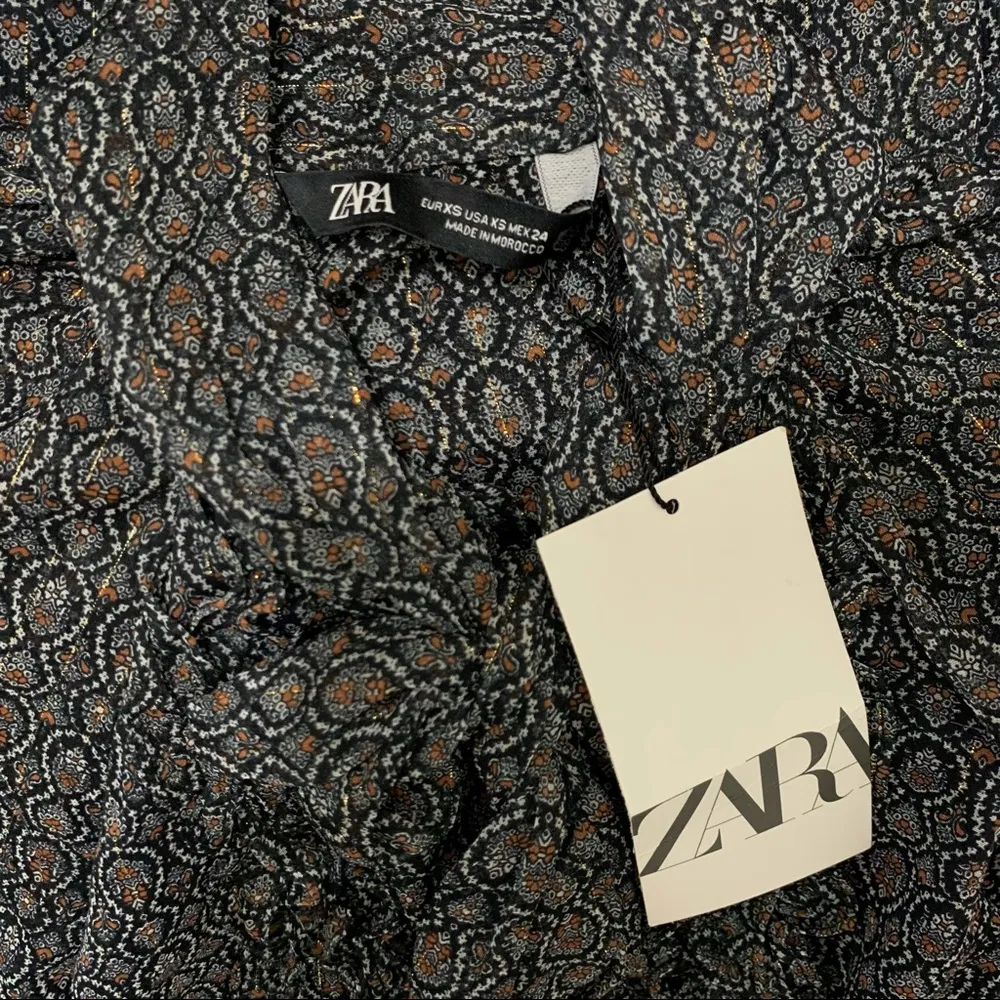 Zara Printed Jumpsuit With Metallic Thread, Size XS, NWT - Image 13