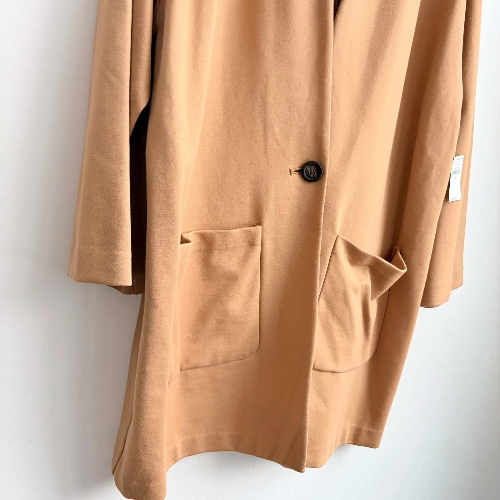 Old Navy  NWT Long Line Cardi Coat XL Jacket Tan Camel Oversized Stretch Capsule - Image 3