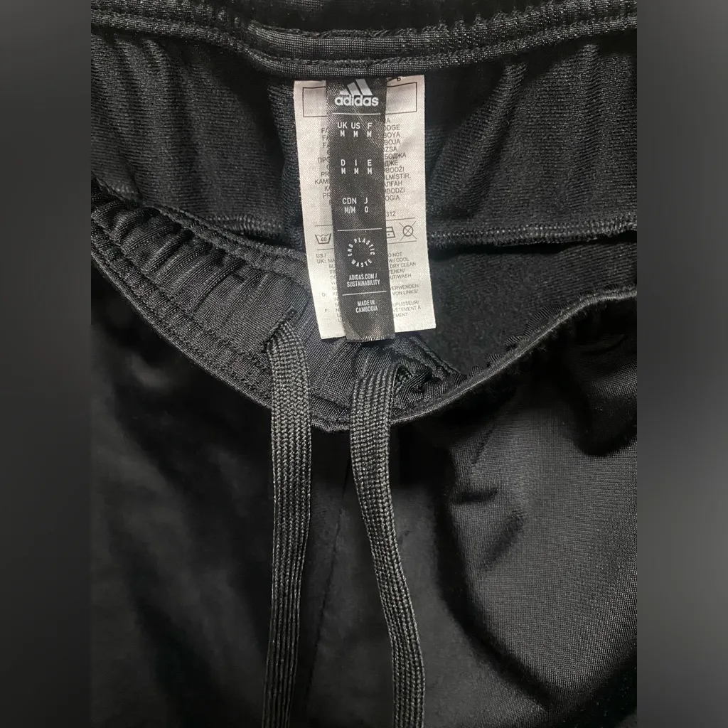 Adidas Women's Size M Black/White 3‎ Stripe Jogger Pants Drawstring Pockets Logo - Image 4