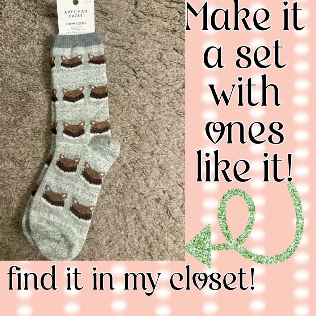 Aerie Cream Multicolor Speckled Thick Textured Marled Crew Socks NWT - Image 13