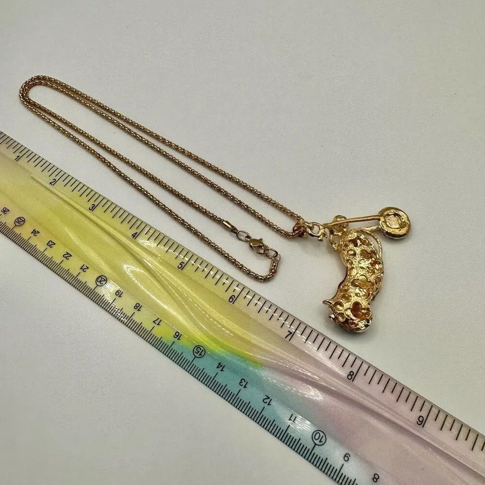 Gold tone rhinestone motorcycle pendant necklace - Image 5