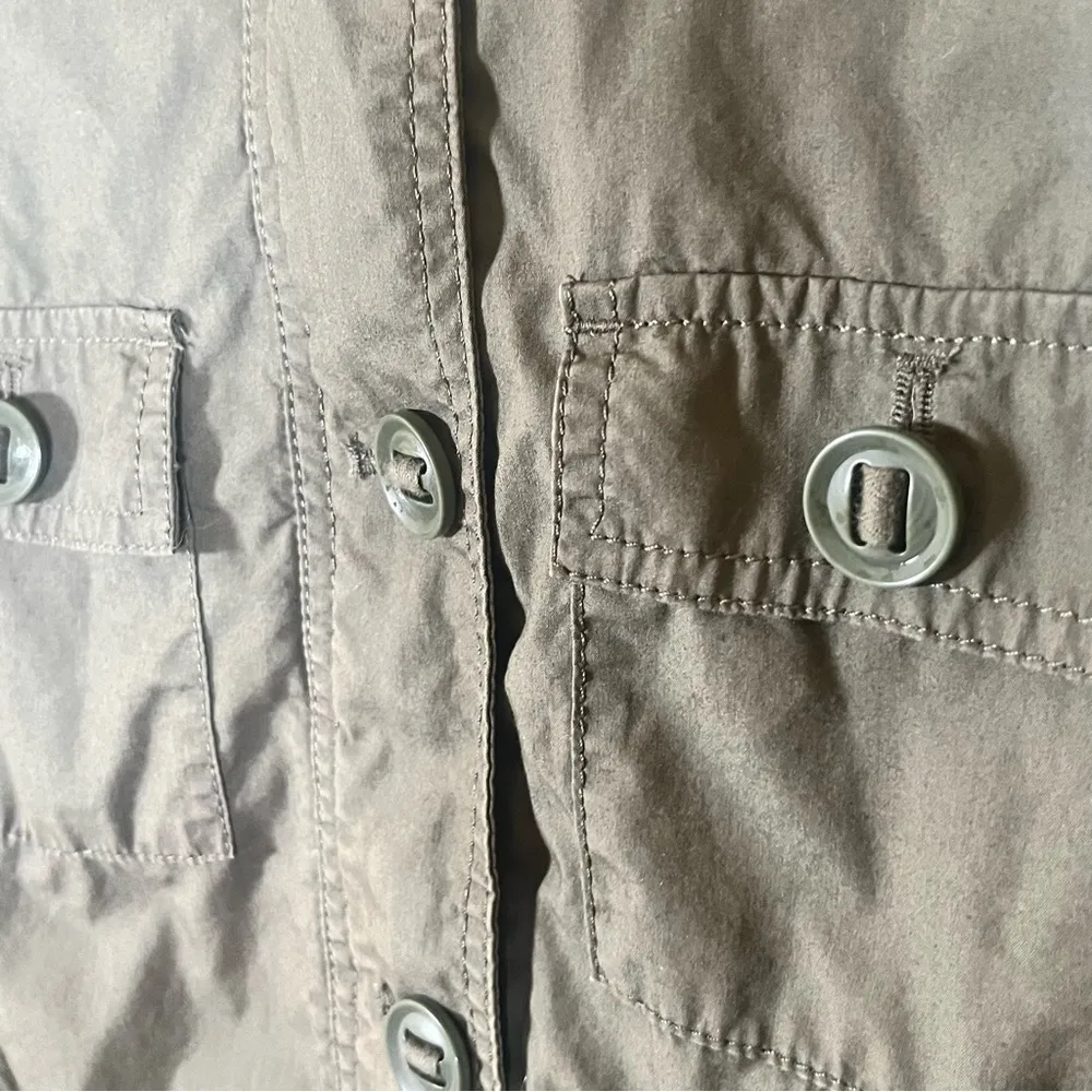 Talbots Green Safari Cropped Trench Cotton Coat Medium Petite - Image 6