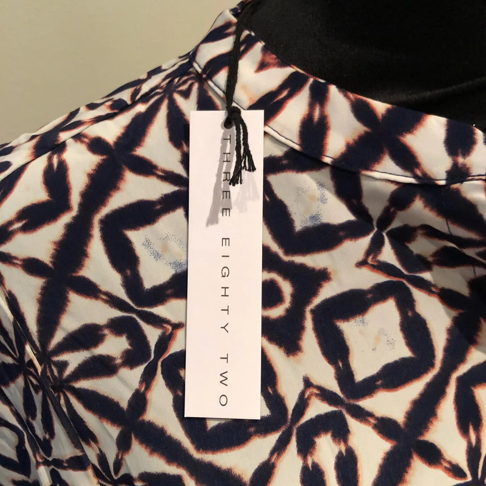 Three Eighty Two  Women's‎ Printed Tie-Front Blouse, 3/4 Sleeve, Size Small, NWT - Image 2