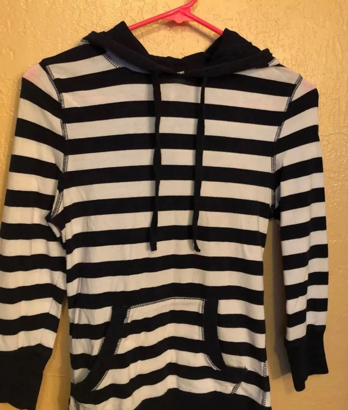 Iris Navy Blue Striped Pullover Hoodie - Image 3