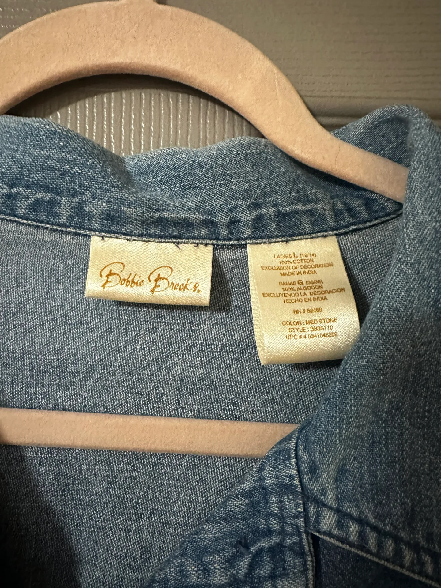 Vintage Denim Embroidered Shirt Size L - Image 6