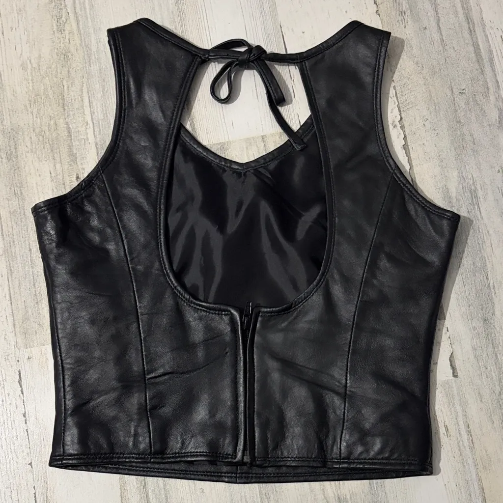 Wilsons Leather Maxima Black Lace-Up Pants and Top Set Vintage 1990’s - Image 7