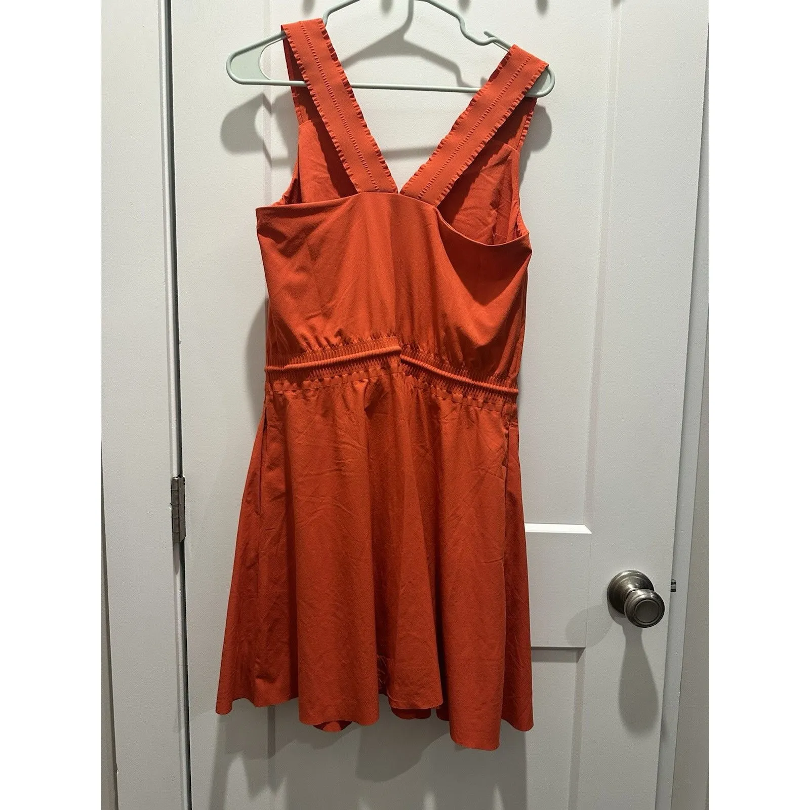 Athleta Savannah Strap Mini Dress Small Orange Vacation Resort V-Neck Pullover - Image 4