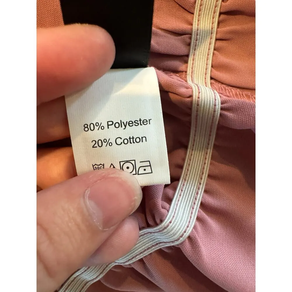 SHEIN Pink Tie Back Crop Top Size Small Halter Style Sleeveless Ruffle Hem Shirt - Image 7