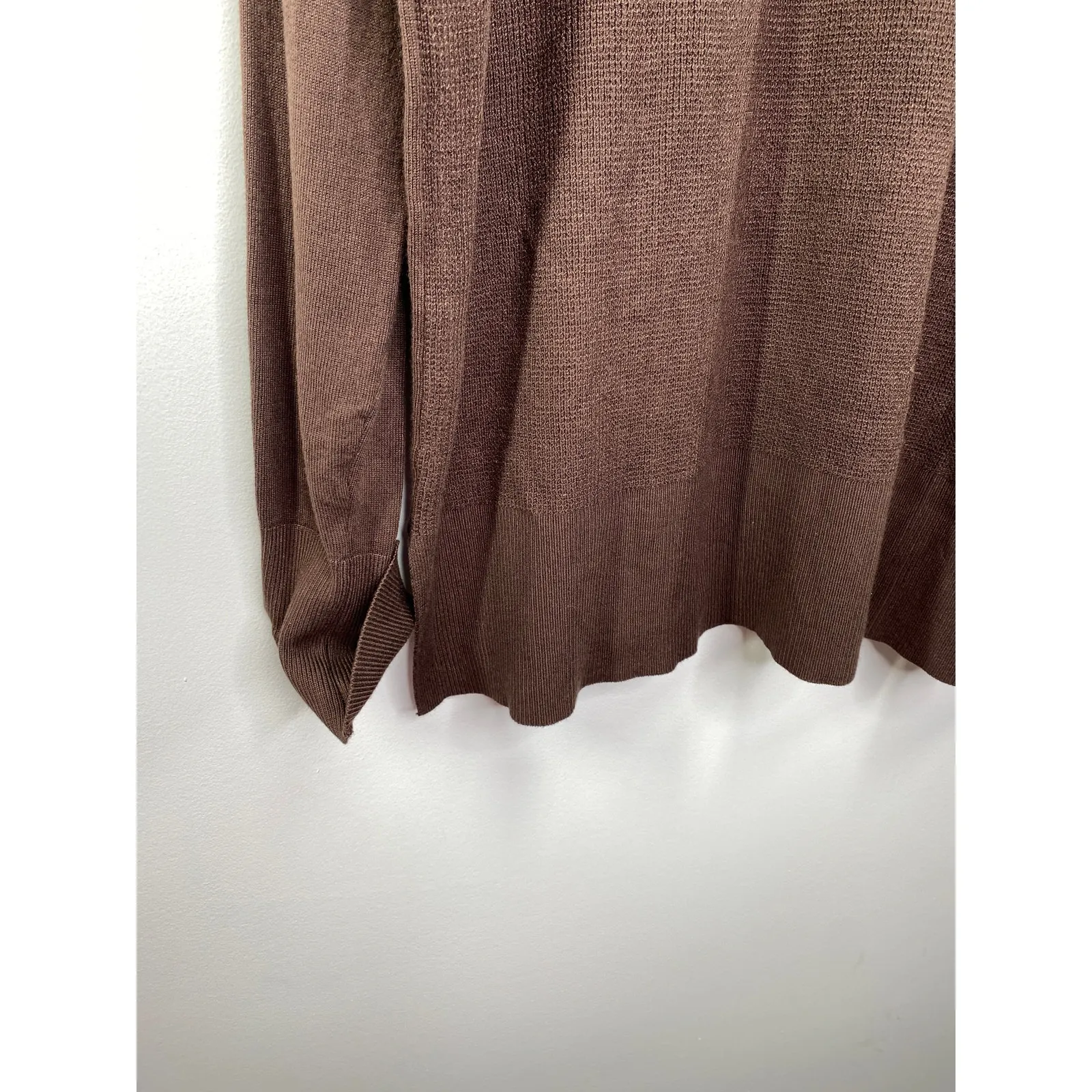 Jones New York Signature Brown Waffle Knit Sweatshirt Women's Size Medium M - Image 3