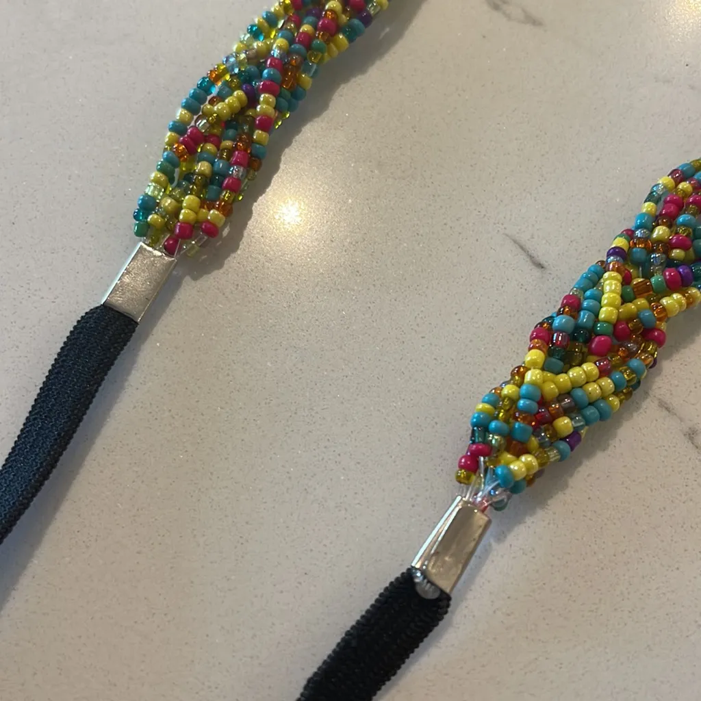 Women Hair piece or necklace with colourful beads braided design Green - Image 5