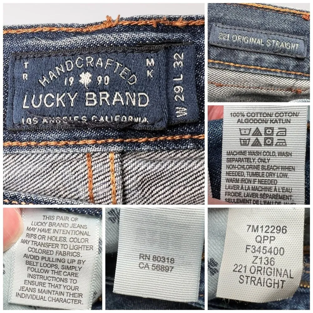 Lucky Brand 221 Original Straight Denim Jeans Cotton Size 29 x 32 - Image 3