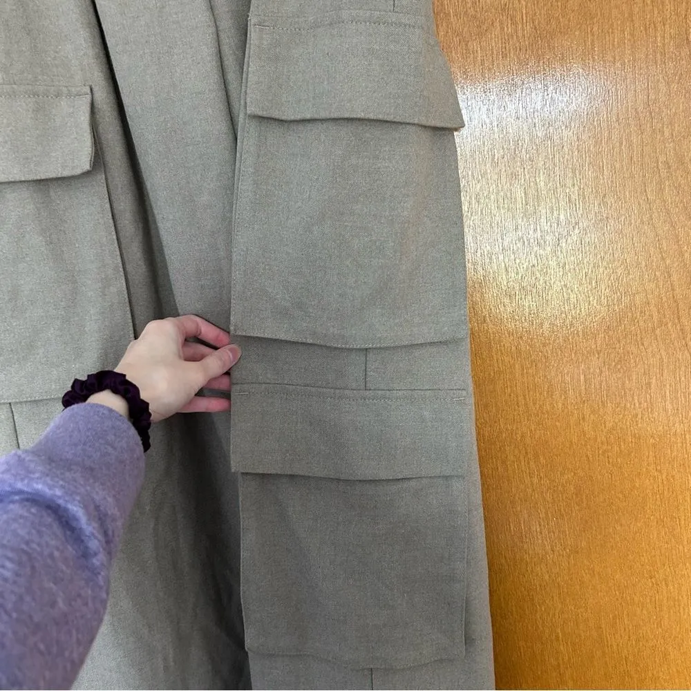 Abercrombie & Fitch Brushed Suiting Tailored Cargo Wide Leg Pants Size 28 6 - Image 2