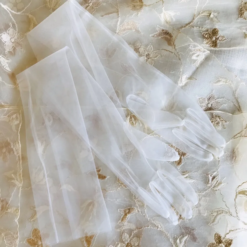 Sheer White Mesh Gloves - Image 14