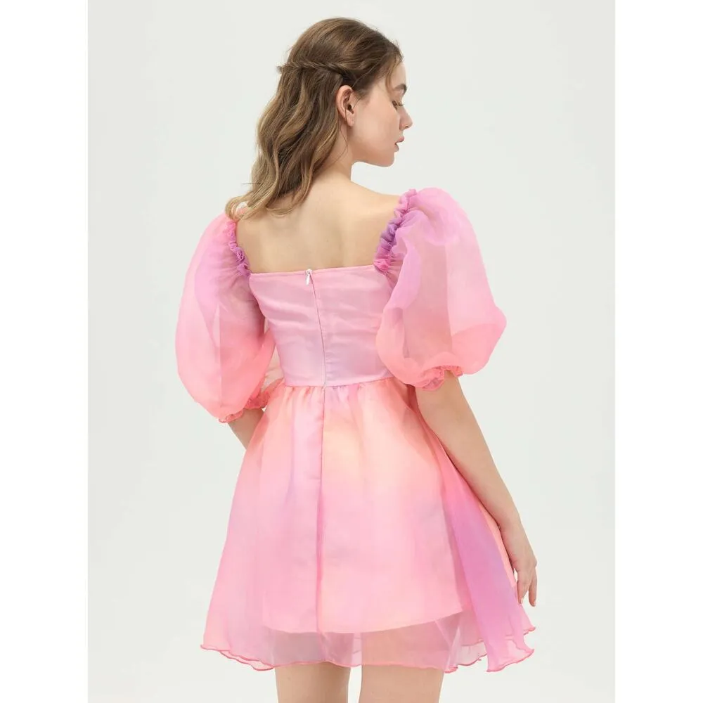 NWT Cider Heart on Fire Tule Pink purple Orange ombre Mini Dress size Medium - Image 3