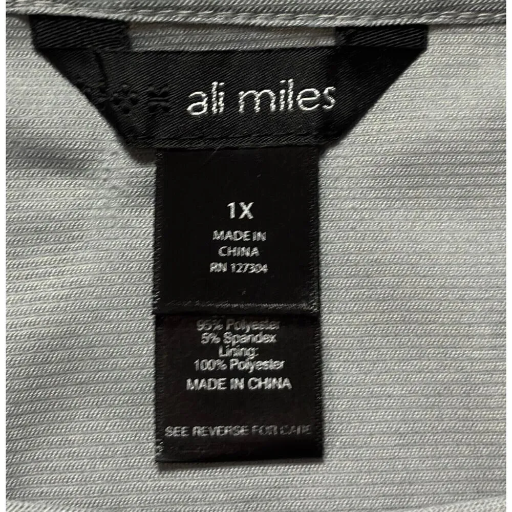 Ali Miles Top Size 1X Mesh Layered Animal Print Gray Aztec Boho Artsy Semi Sheer - Image 5