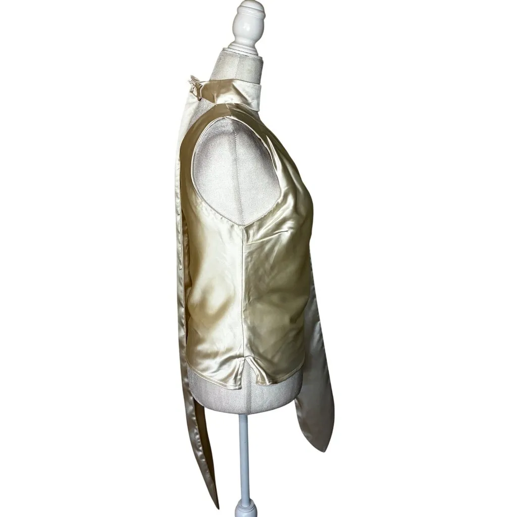 Line & Dot x REVOLVE Gloss Top in Cream Small New Womens Satin Halter Blouse - Image 6