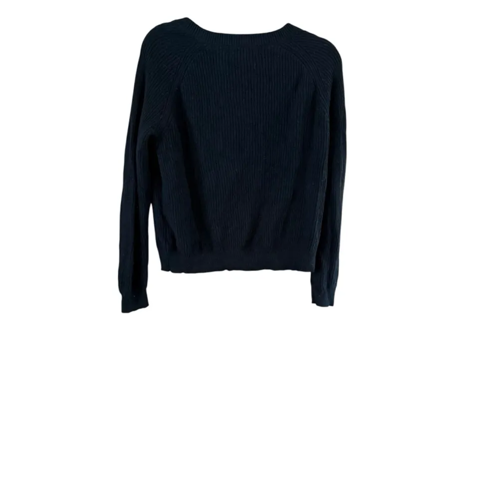 J.Crew Black Ribbed Crew Neck Sweater Gold Buttons M Size M - Image 9