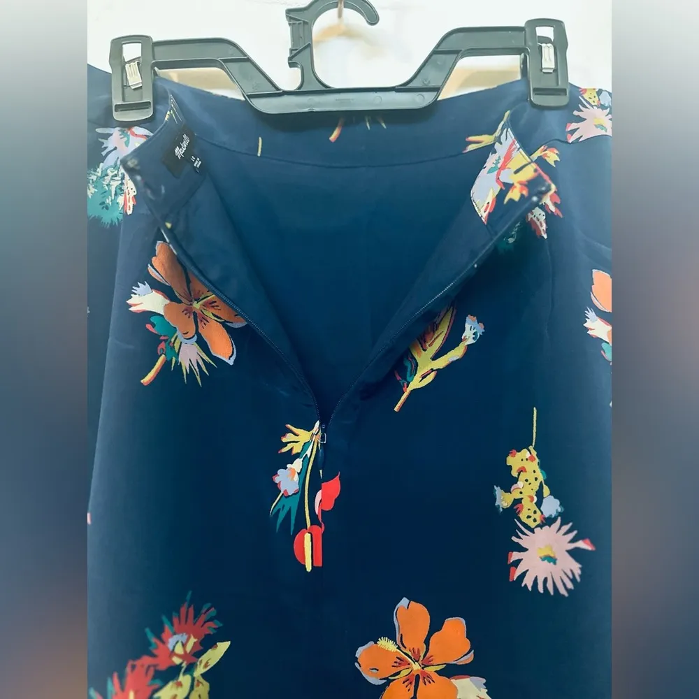 ATRIUM MIDI SKIRT BIRD OF PARADISE TROPICAL FLORAL NIGHTFALL BLUE 10 - Image 9
