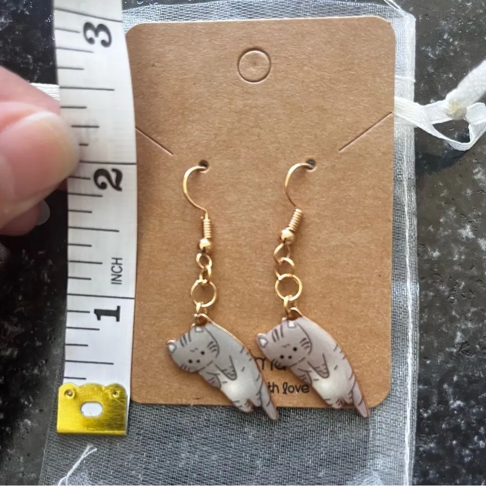 2/$20 ⭐️ 3/$25 | Handmade Cute Cat Earrings Gray - Image 2