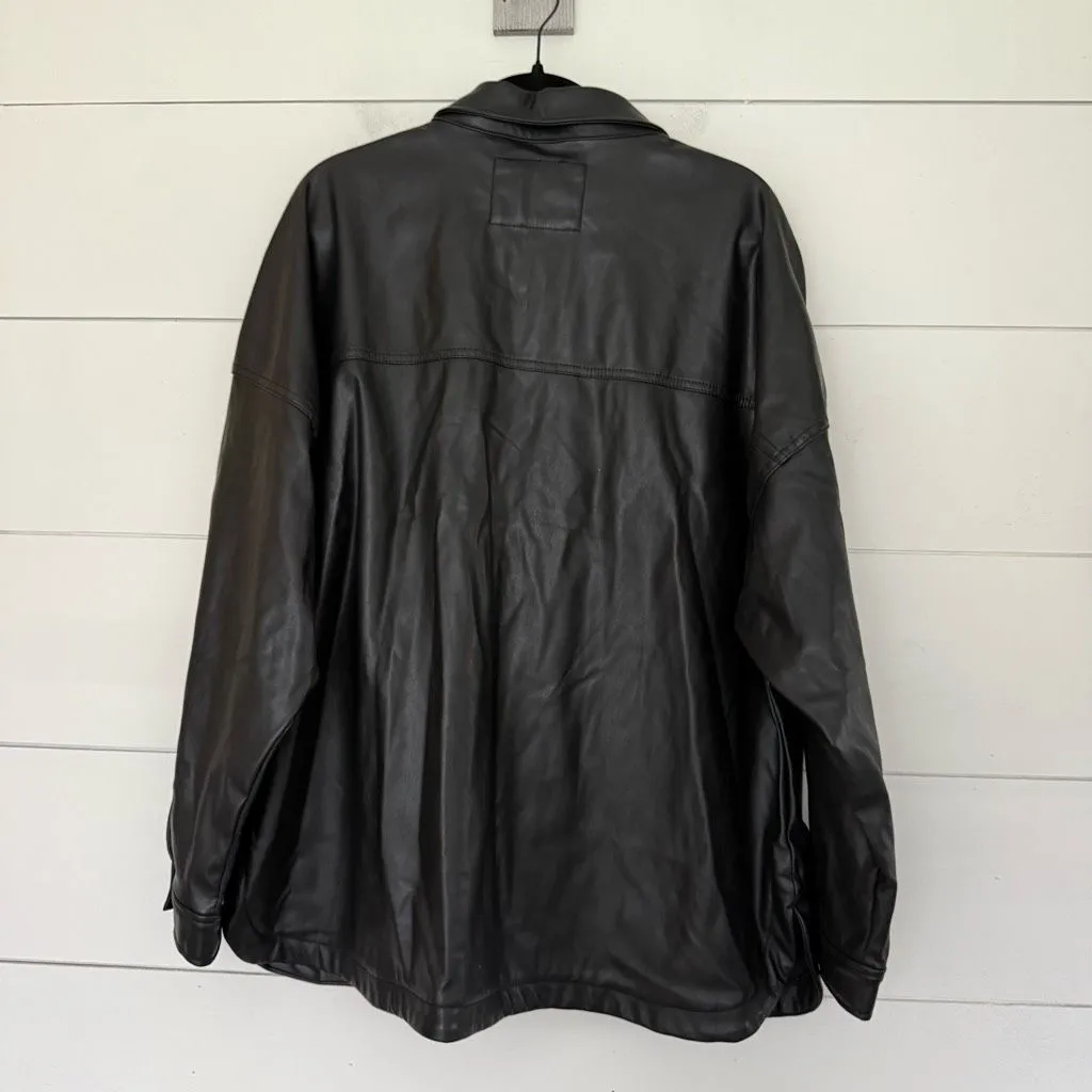 Celebrity Pink Women’s XL Black Faux Leather Shacket Shirt New - Image 5
